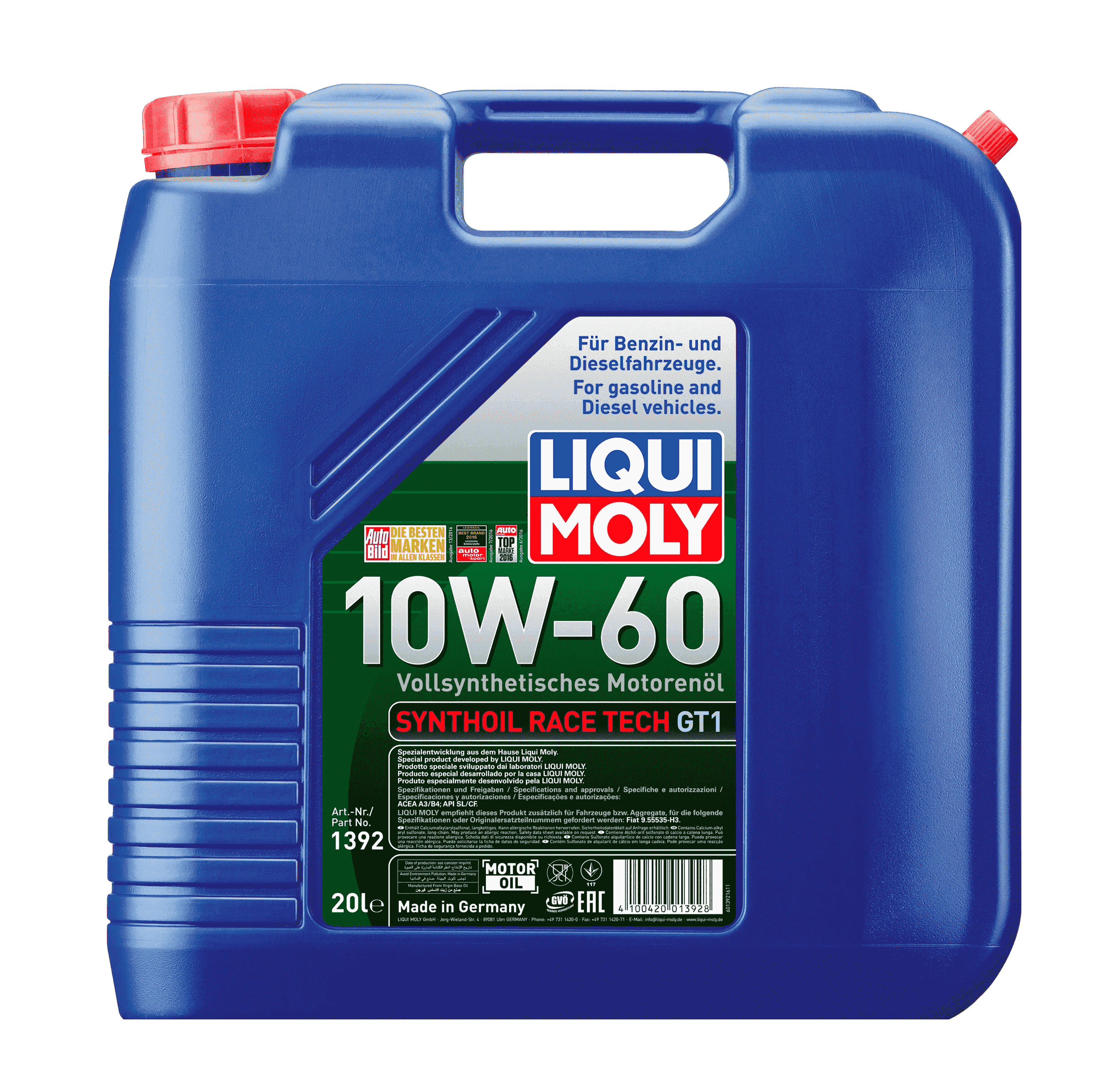 Моторное масло Liqui Moly Synthoil Race Tech GT1 10W-60, 20л